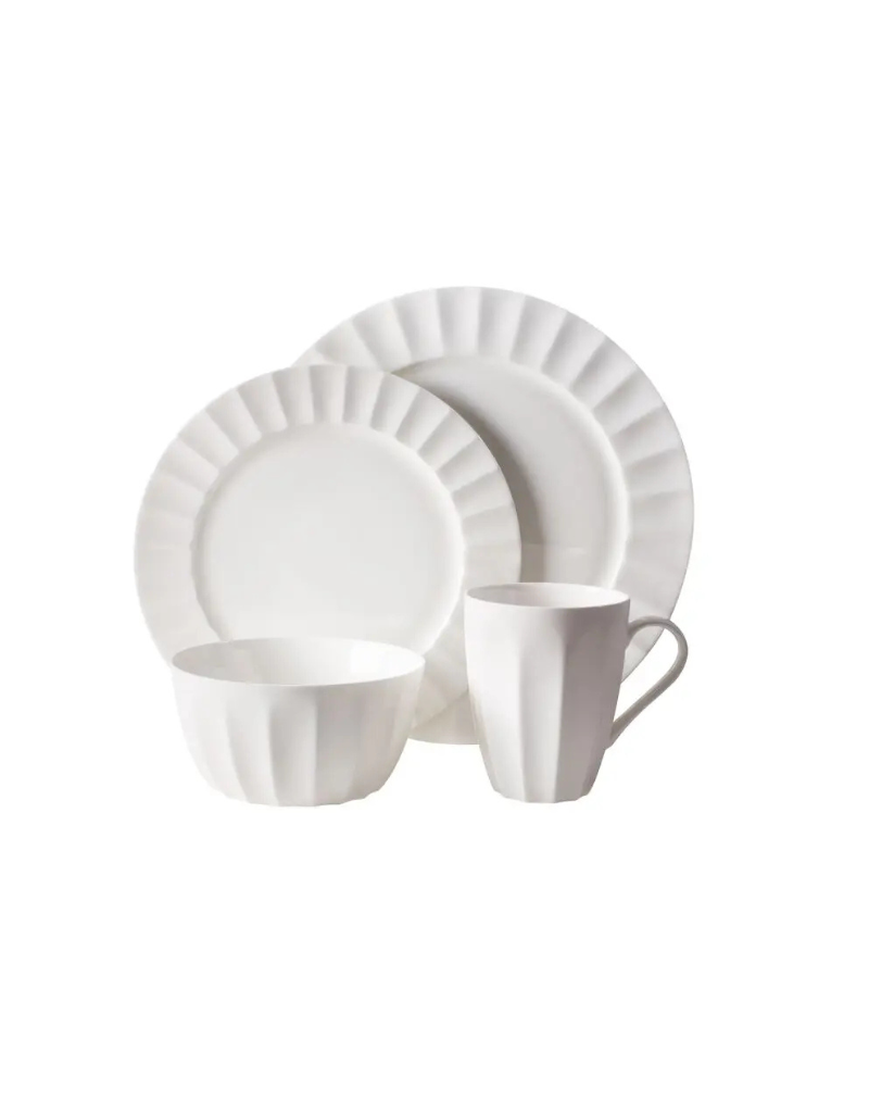 Nevaeh Fluted 16pc Bone China Dinnerware Set