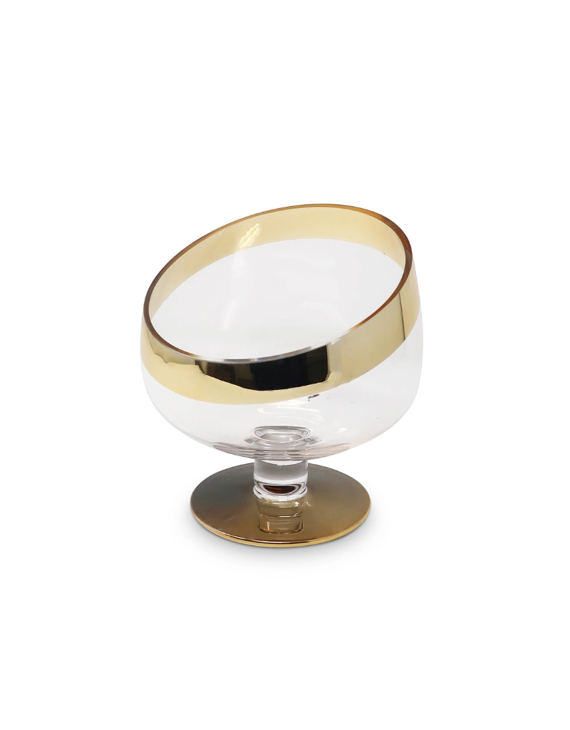 Footed Snack Bowl with Gold Trim
