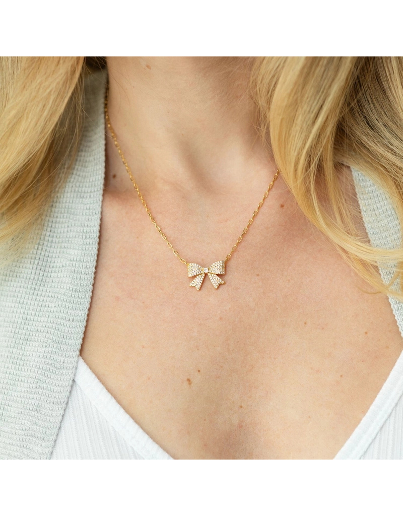 Dainty Bow & Sparkle Necklace