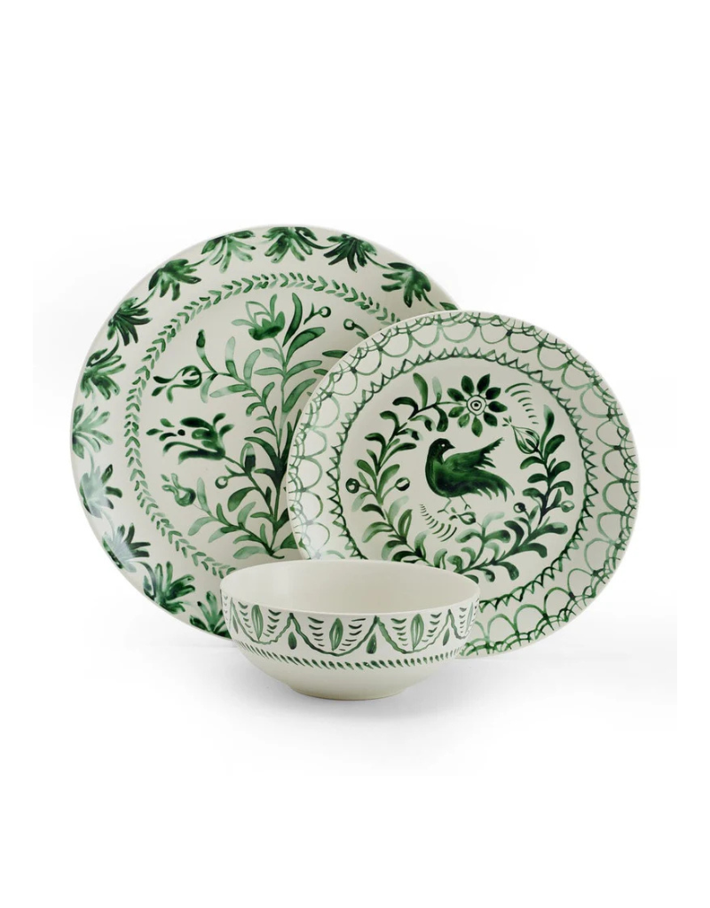 Sicily Green 12pc Stoneware Dinnerware Set