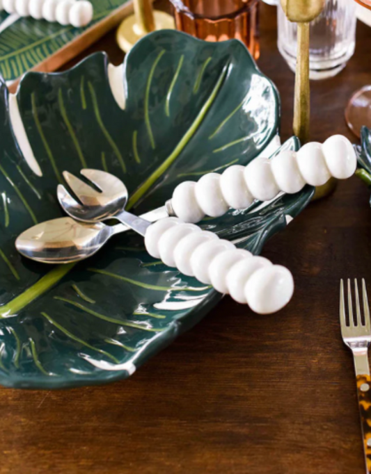Signature Knob Serving Spoon - White