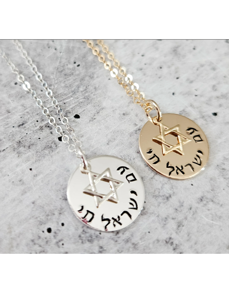 Am Yisrael Chai Star of David Necklace 14"