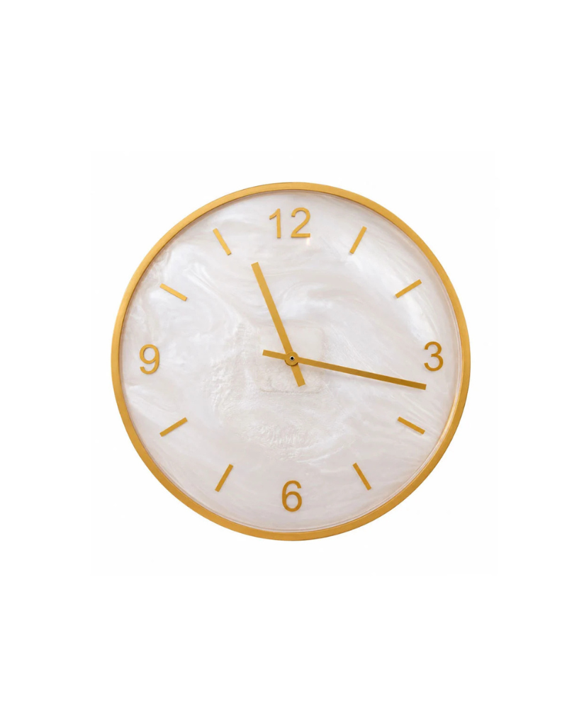 Resin Snow Drift Wall Clock with Gold Rim