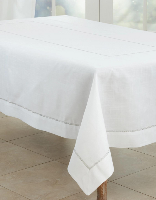 Embroidered Border Tablecloth - Silver