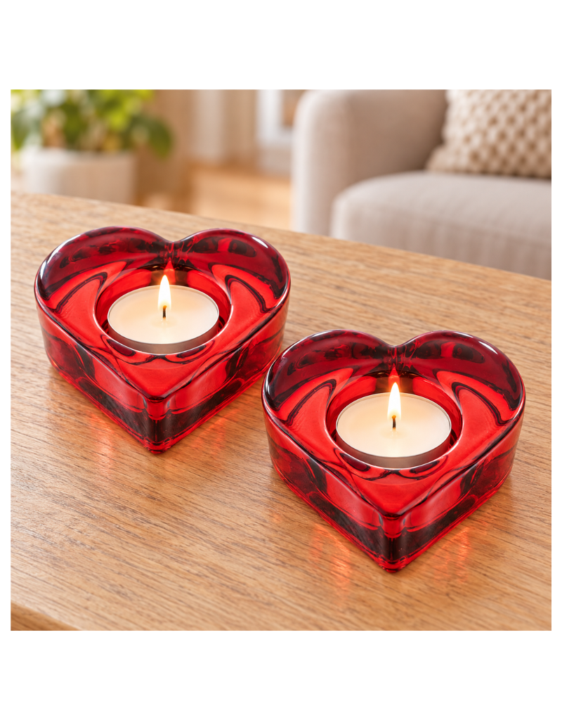 Glass Heart Tealight Holders