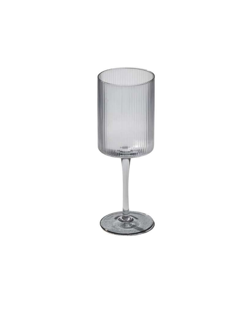 Vikko Smoke Malibu Ribbed Wine Glasses 17 Oz