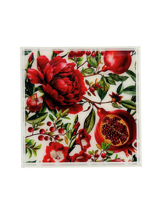 12x12 Acrylic Tray - Pomegranate Bloom