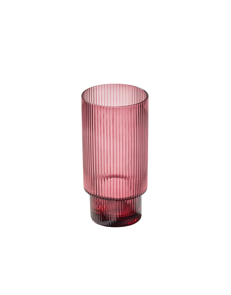 Vikko Plum Malibu Ribbed Highball Glasses 13.5 Oz