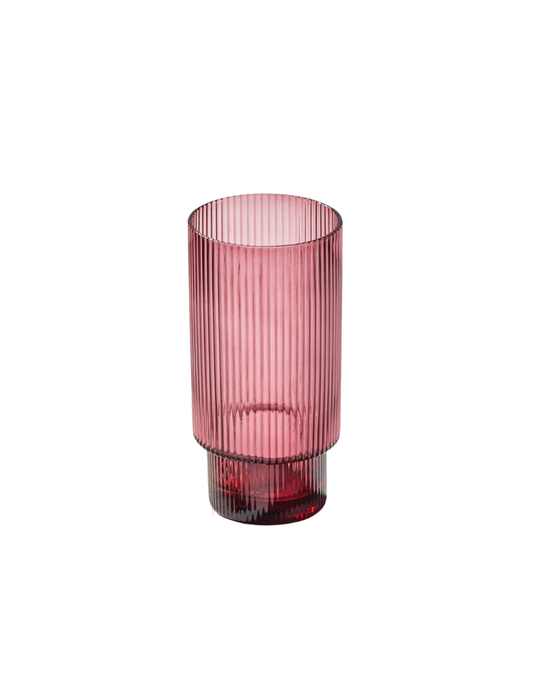 Vikko Plum Malibu Ribbed Highball Glasses 13.5 Oz