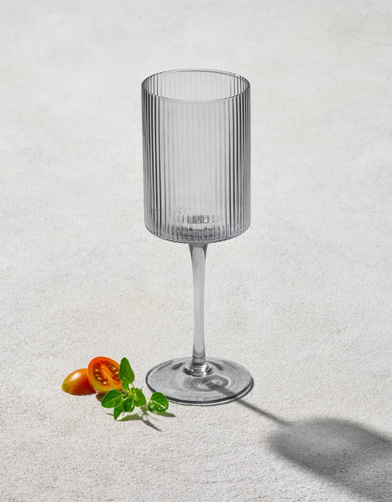 Vikko Smoke Malibu Ribbed Wine Glasses 11 Oz