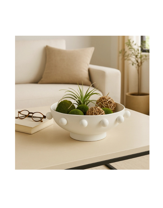 White Decorative Hobnail Bowl