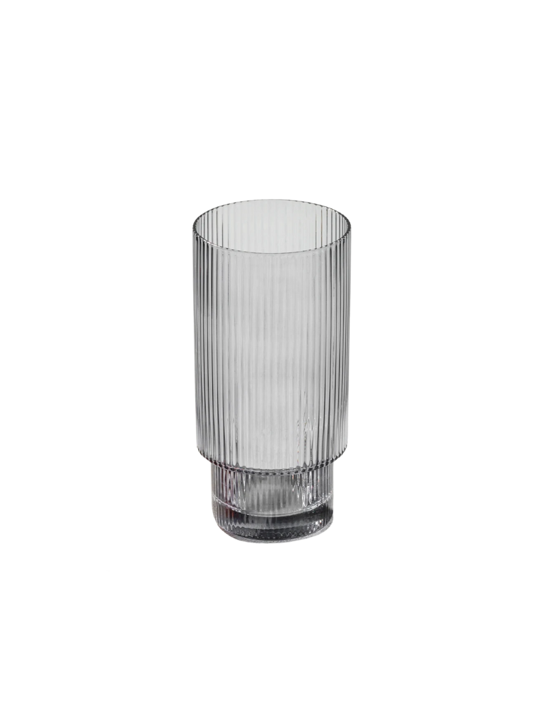 Vikko Smoke Malibu Ribbed Highball Glasses 13.5 Oz
