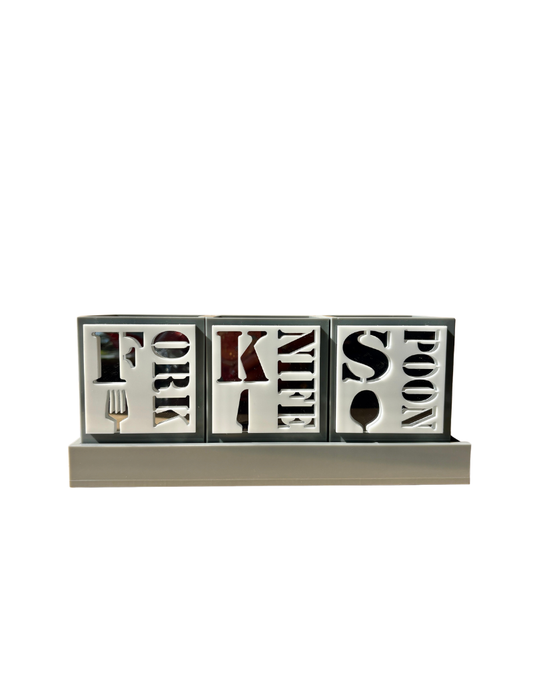 Grey Acrylic Silverware Caddy