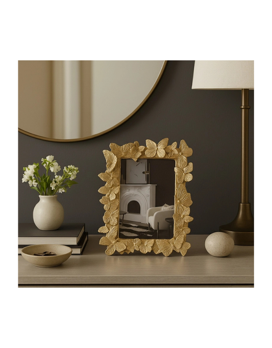 Gold Resin Butterfly Border Photo Frame