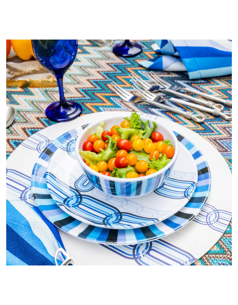 Elizabeth Sutton Collection: Blue Starburst 12pc Melamine Dinnerware Set