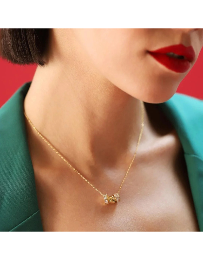 Gold Necklace with Rondelle Charms