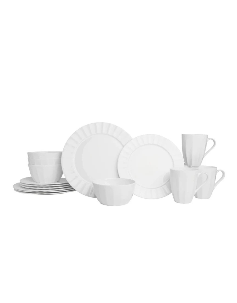 Nevaeh Fluted 16pc Bone China Dinnerware Set