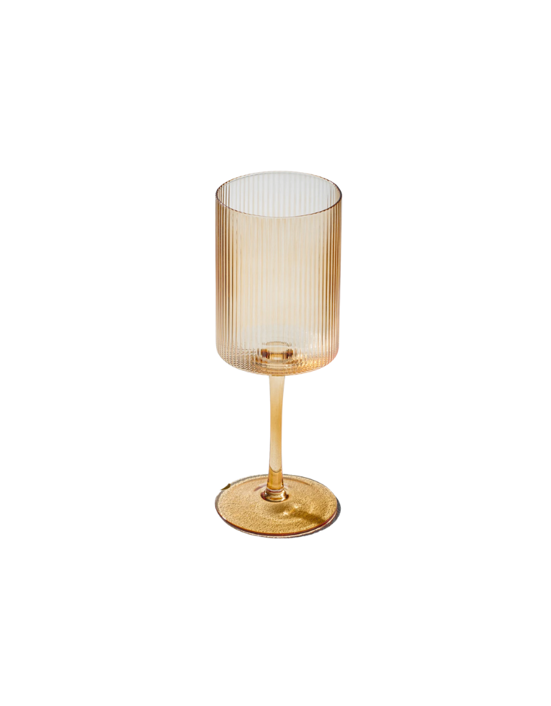 Vikko Malibu Amber Ribbed Wine Glasses 17 Oz