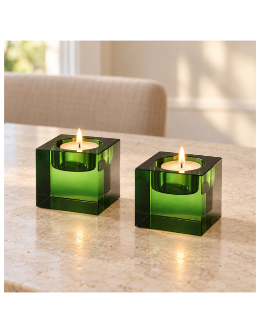 Radiant Refinement Crystal Green Candle Holder (options)