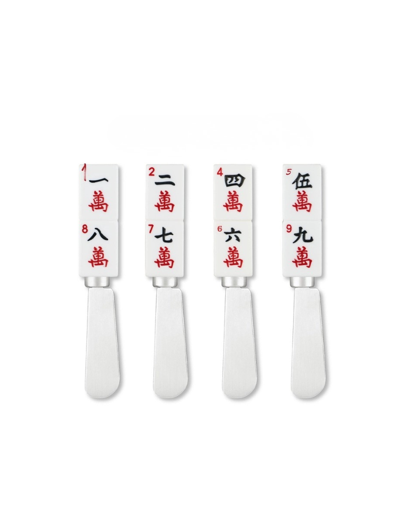 4-Piece Characters of Wisdom Mahjong Cheese Spreaders