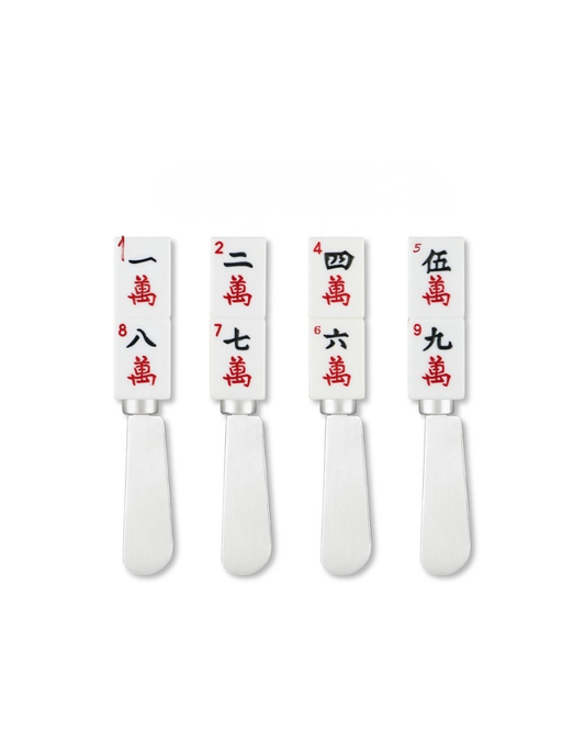 4-Piece Characters of Wisdom Mahjong Cheese Spreaders