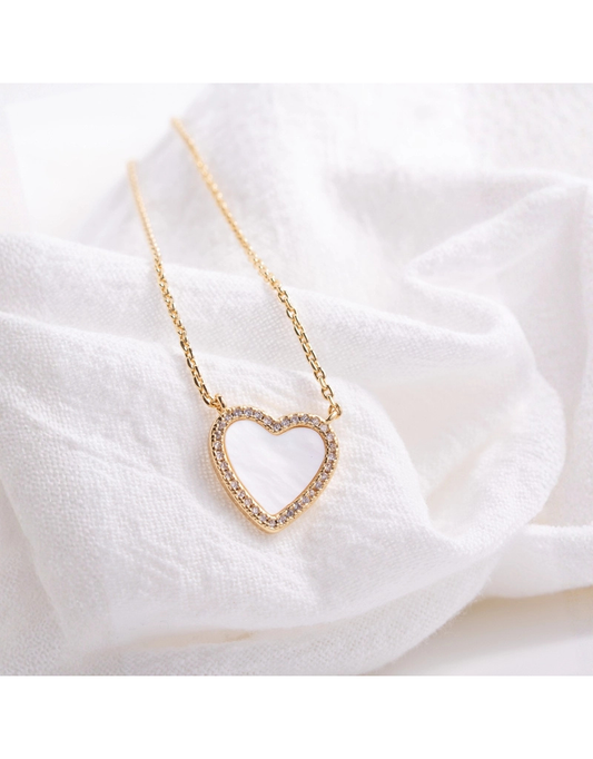 My Heart Is Yours Shell Pave Heart Necklace