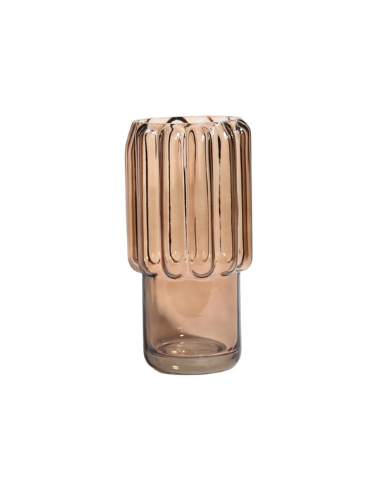 Amber Vase with Wide Stripe