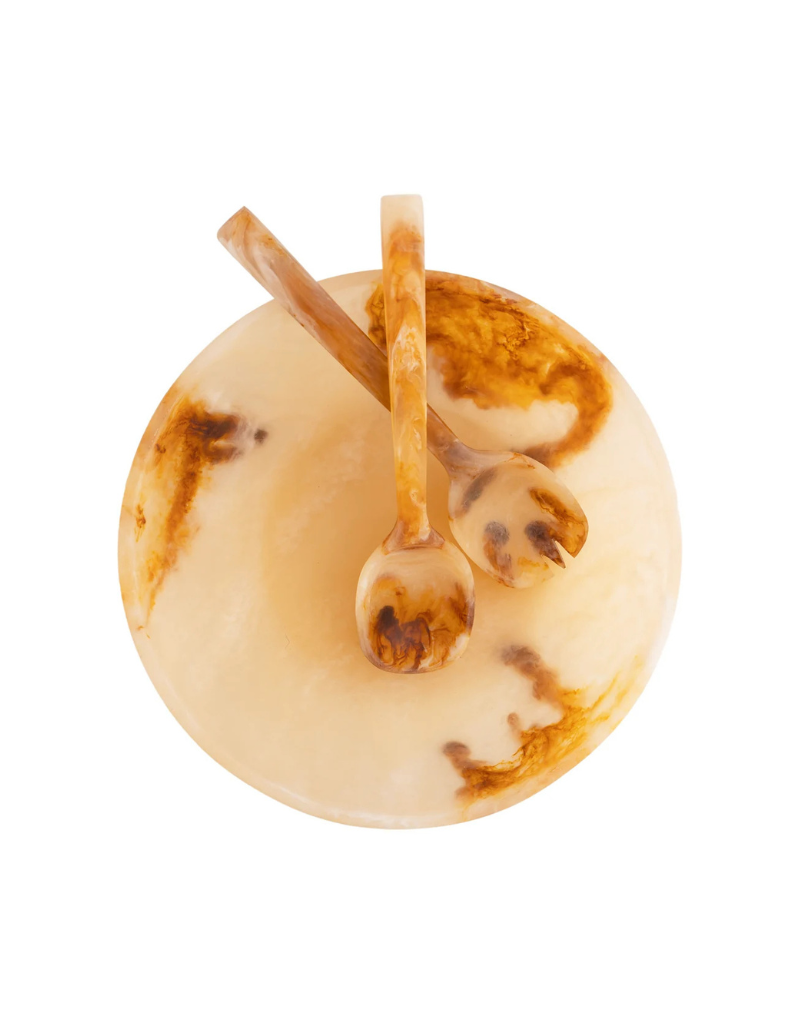 Umber & Cream Resin Serving Set