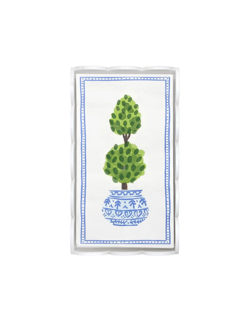 Acrylic Guest Napkin Tray with Topiary Napkins