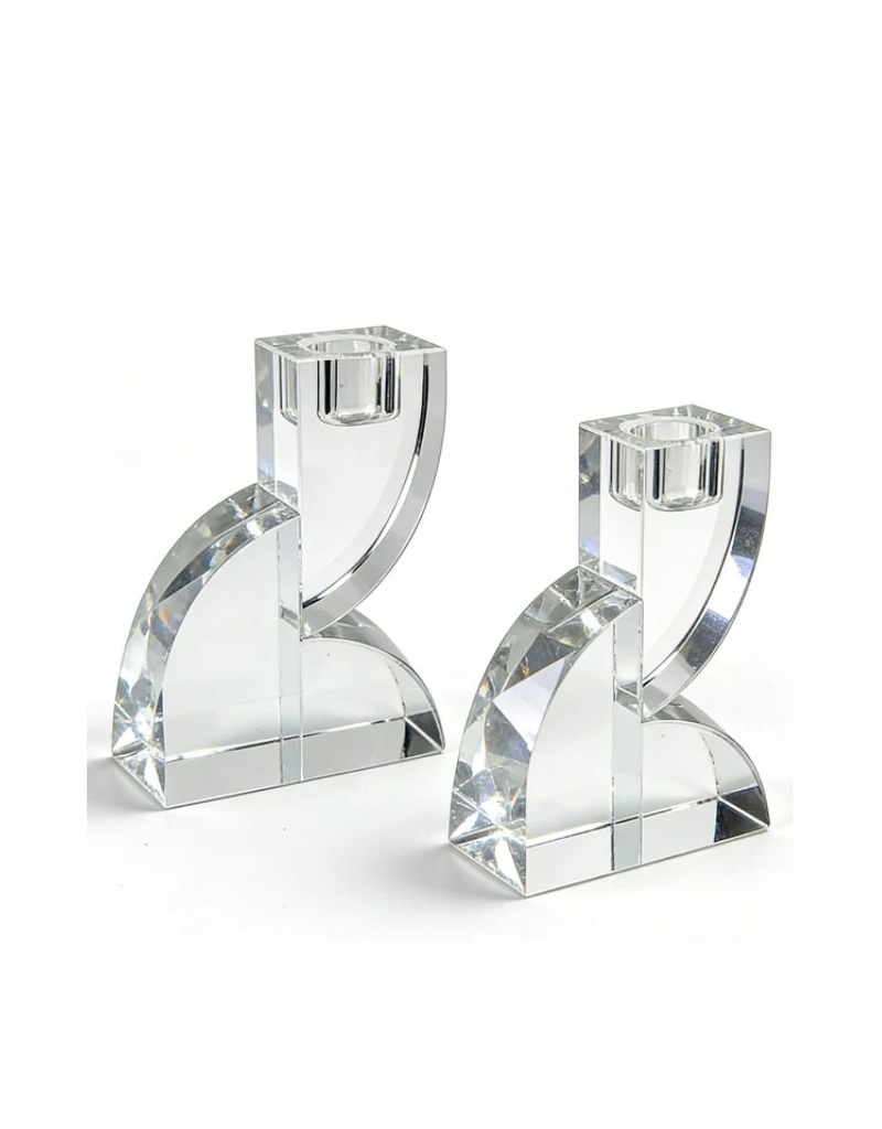 Modern Crystal Arch Candle Holder Set