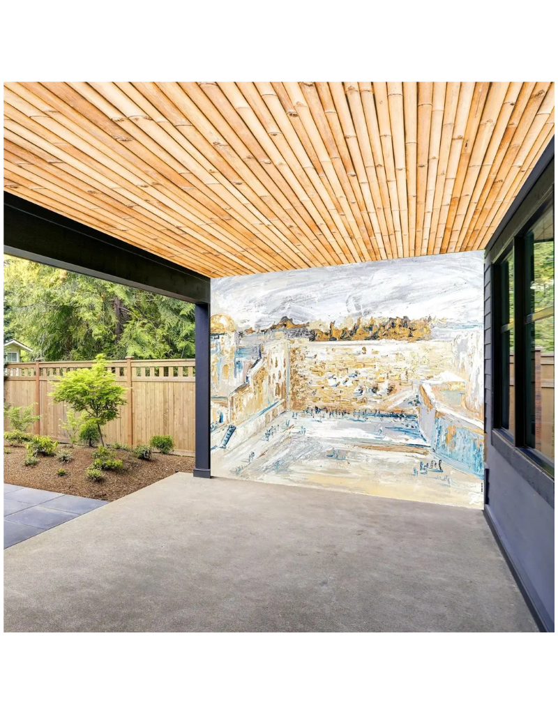 Kosel Plaza of Gray & Gold Vinyl Sukkah Decoration