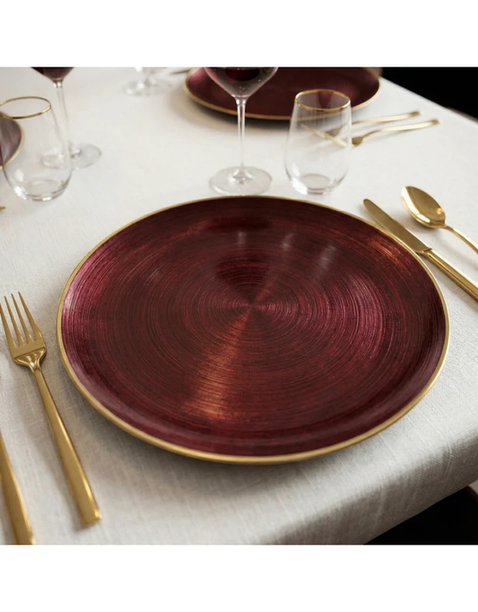 Burgundy Chargers with Gold Rim