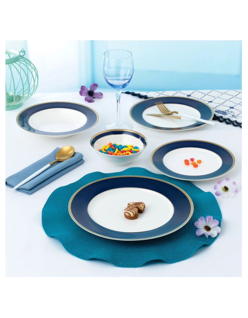 Gail Dark Blue 20pc Bone China Dinnerware Set