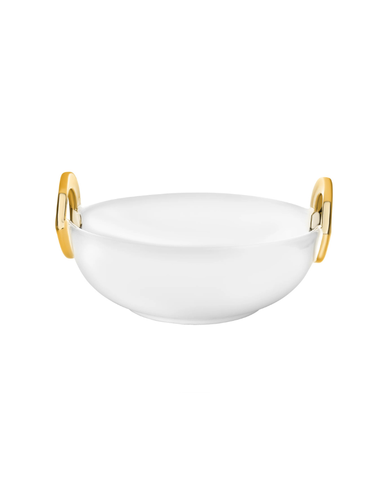 Ceramic Bowl with Gold Loop Handle
