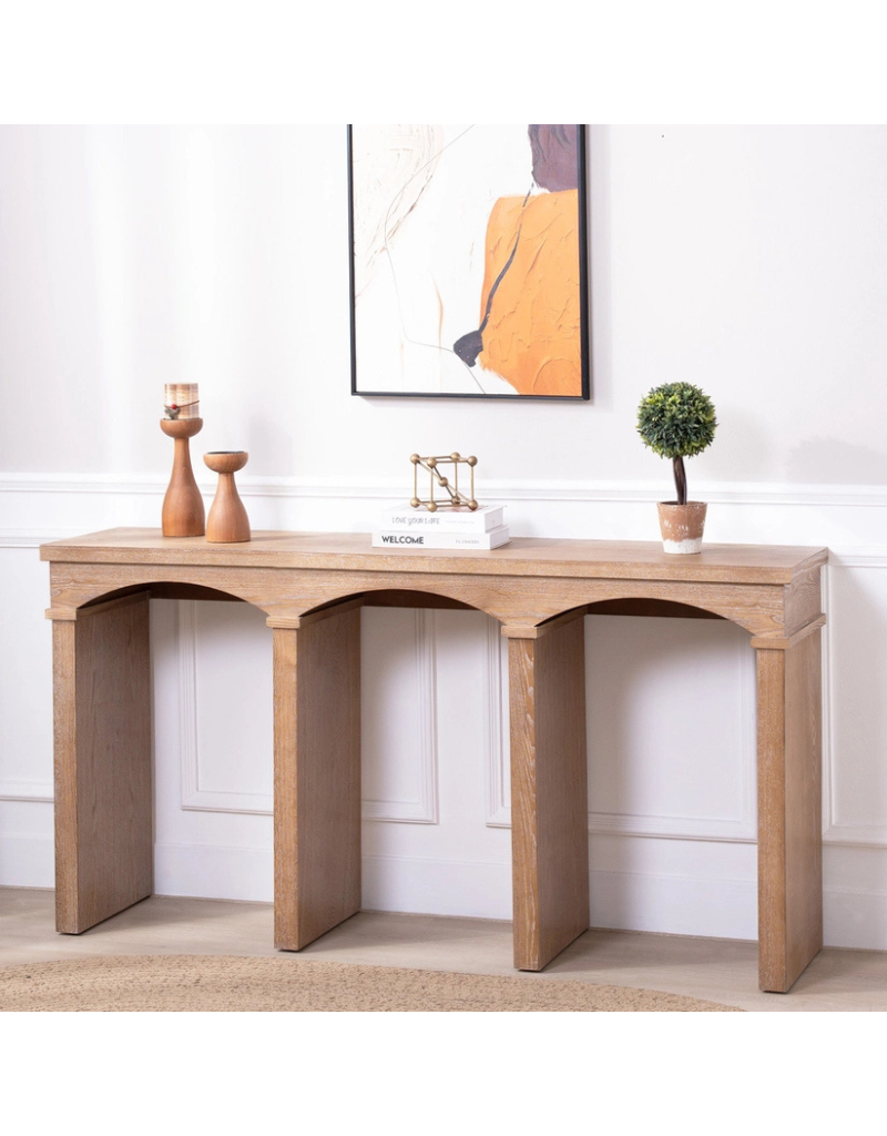 Natural Wood Rustic Archway Console Table