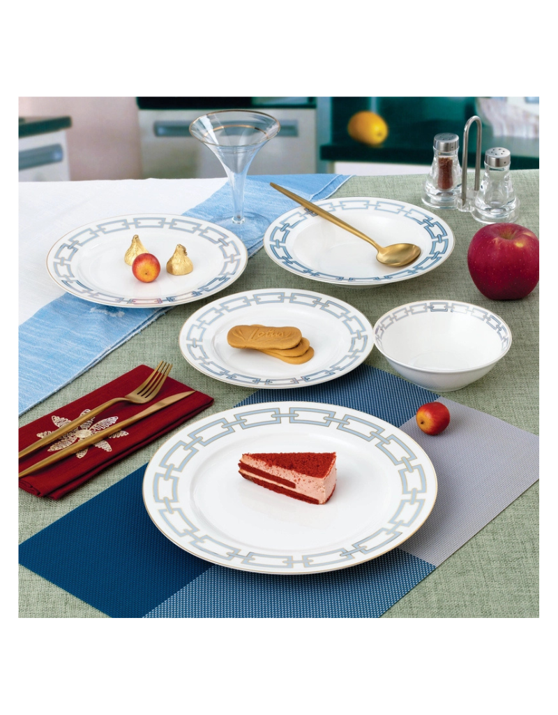 Abbey Light Blue 20pc Bone China Dinnerware Set