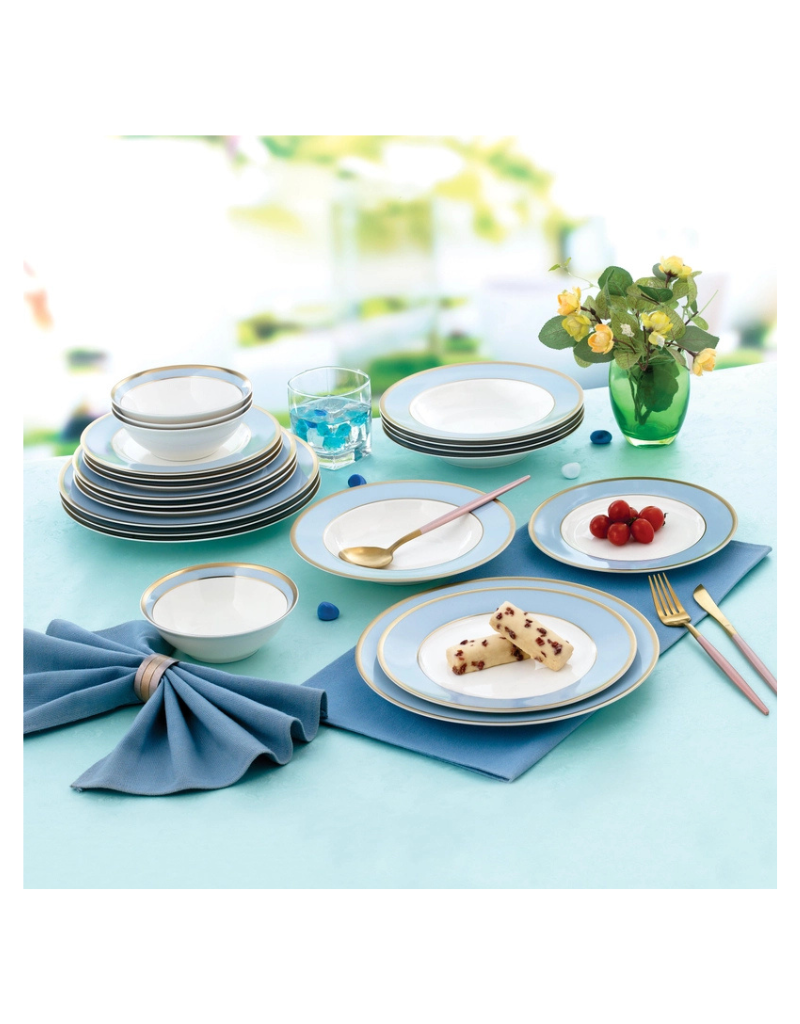 Gail Light Blue 20pc Bone China Dinnerware Set