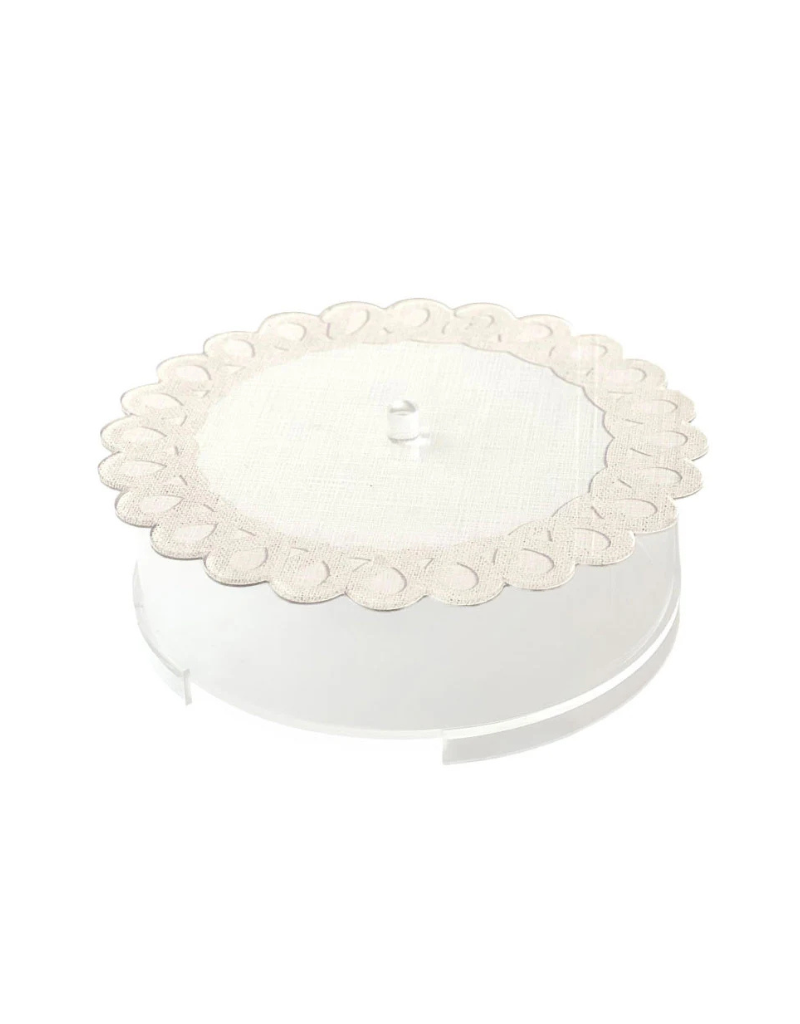 Linen Style Matzah Box with Scalloped Edge