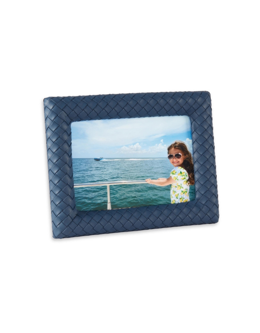 Navy Woven Leather Frame