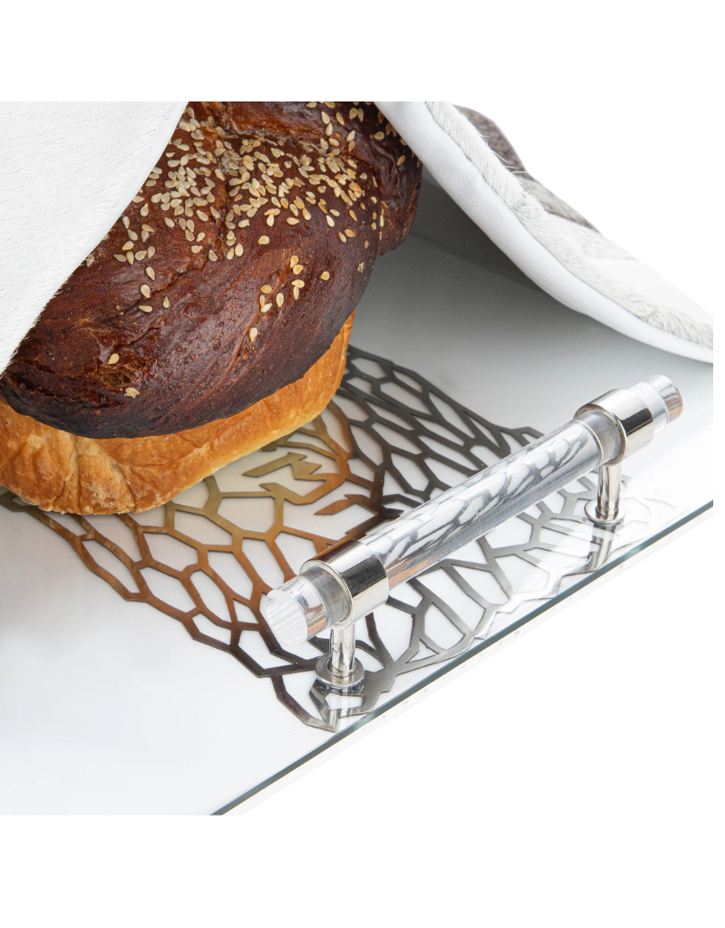 Acrylic Challah Tray with Cylinder Handles (options)