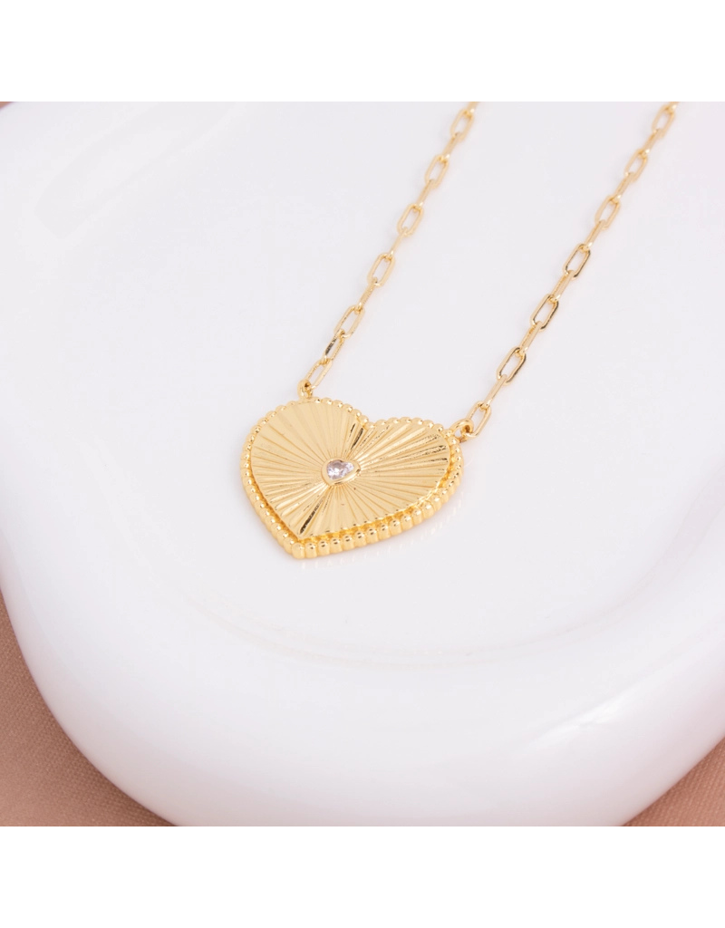Large Gold Heart Burst Necklace