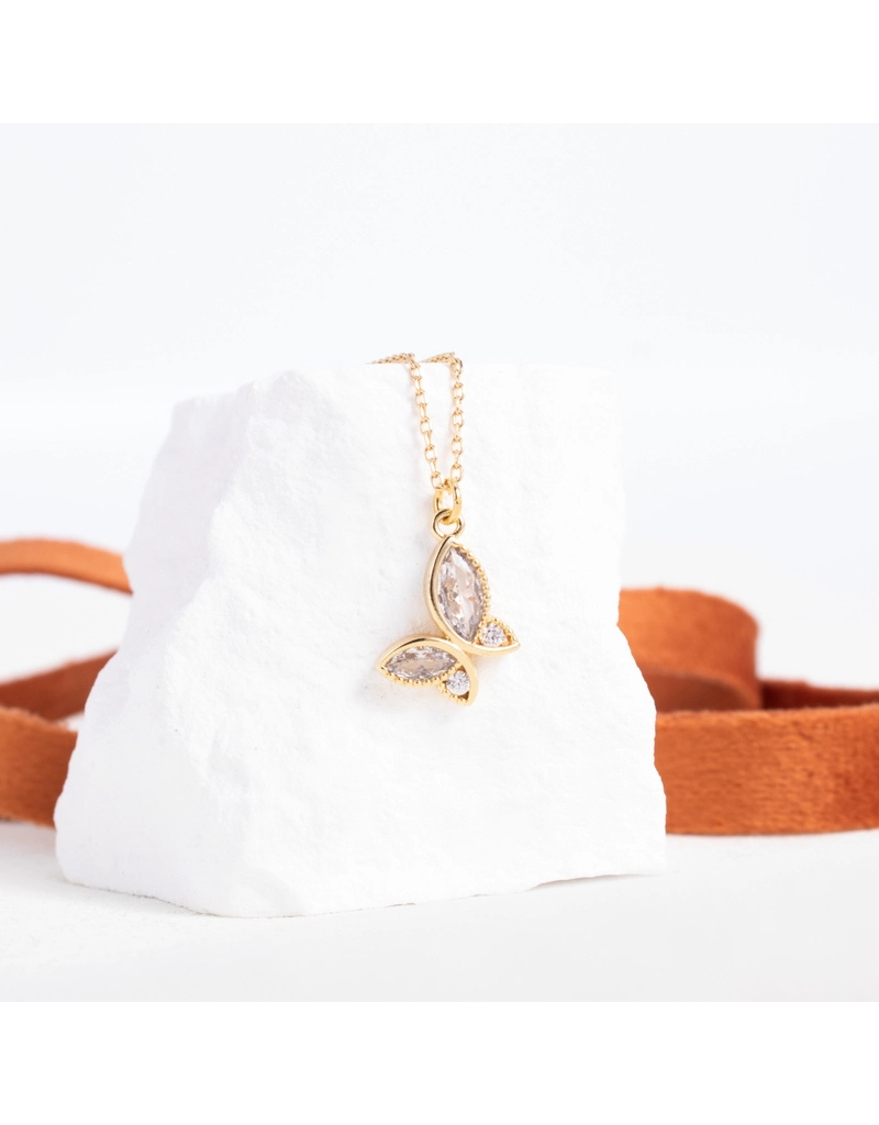 Fly Away with Me Gold Butterfly Pendant Necklace