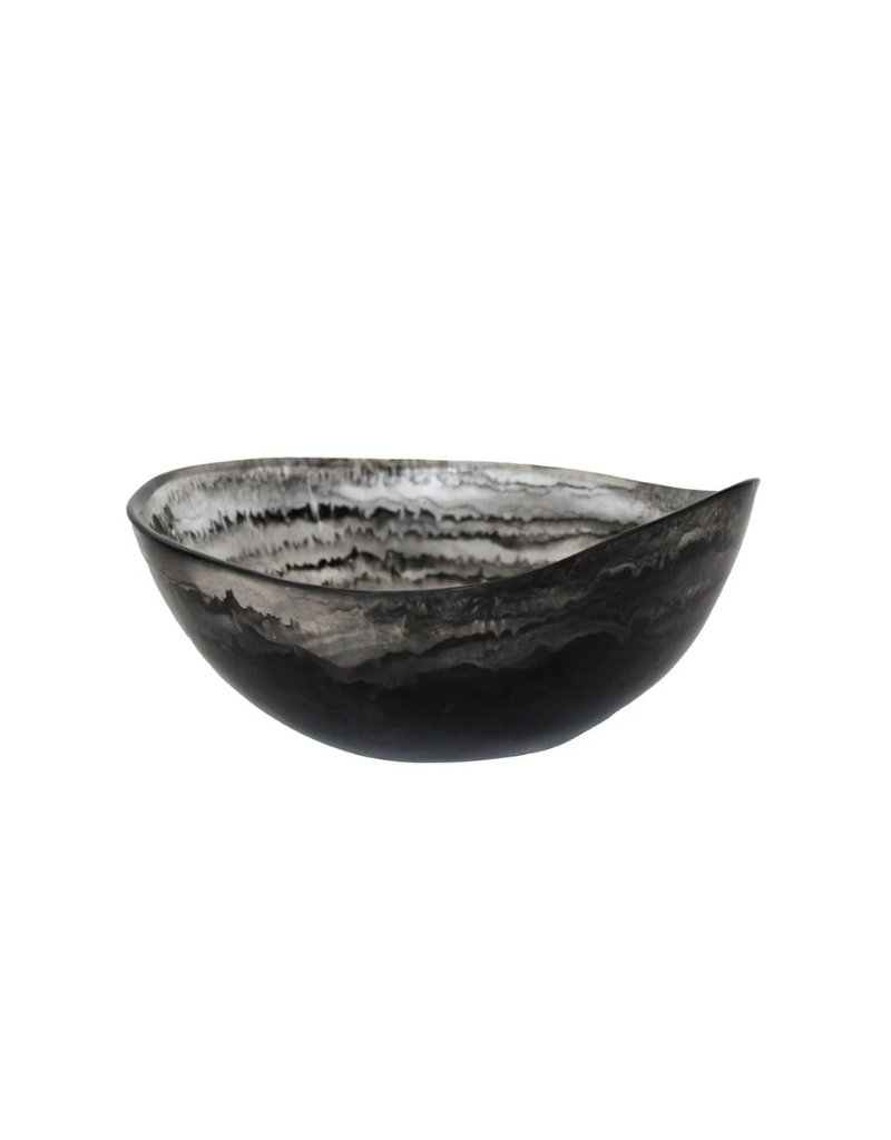 Resin Black Swirl Oval Salad Bowl