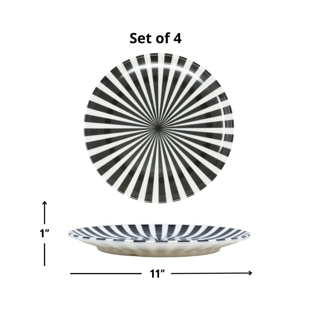 Elizabeth Sutton Collection: Black & White Starburst Dinner Plate Set