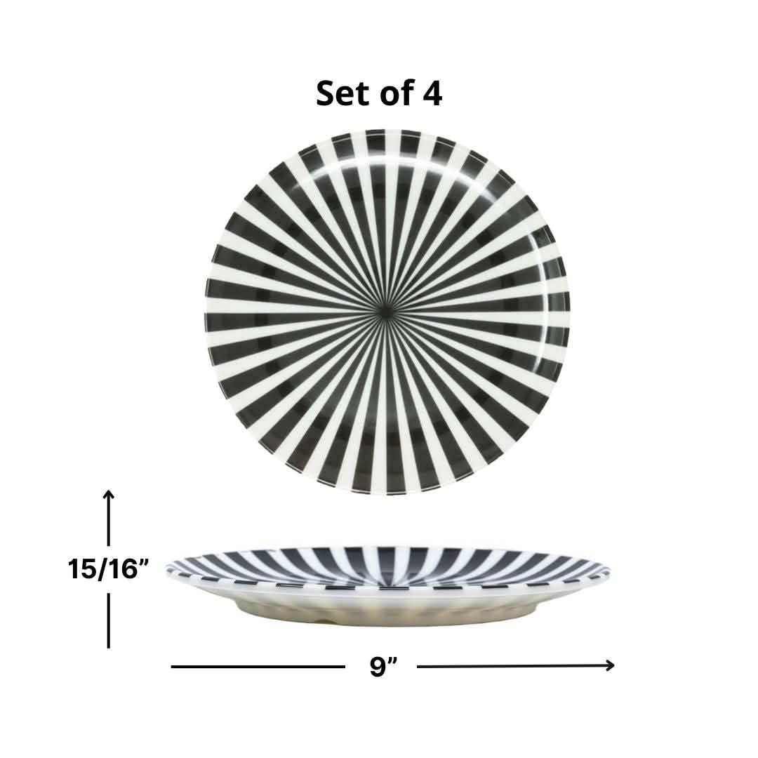 Elizabeth Sutton Collection: Black & White Starburst Salad Plate Set