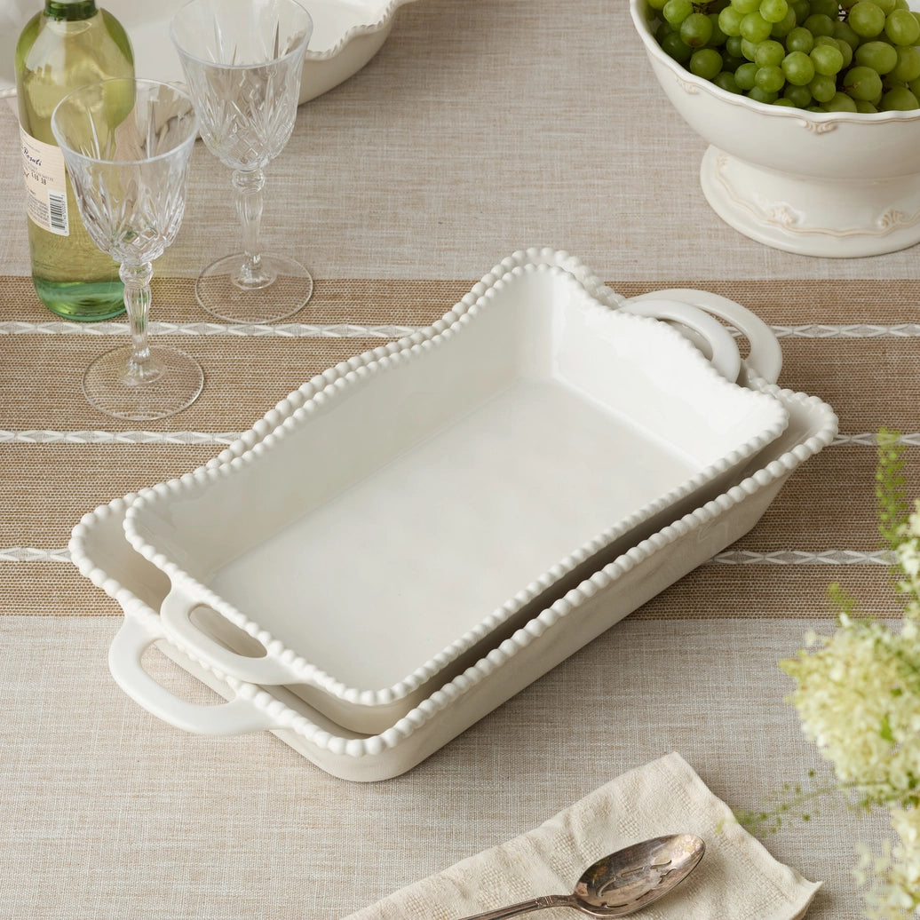 Perlette Cream Rectangular Baker