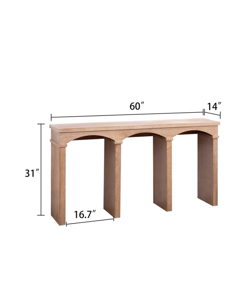 Natural Wood Rustic Archway Console Table