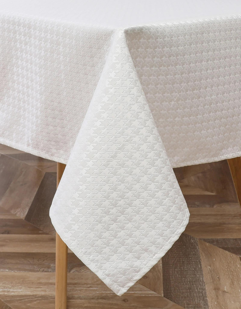 Jacquard White Silver Houndstooth Tablecloth #1373