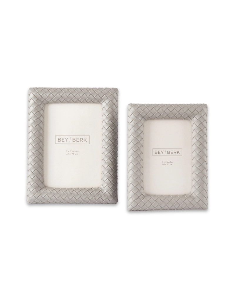 Grey Woven Leather Frame