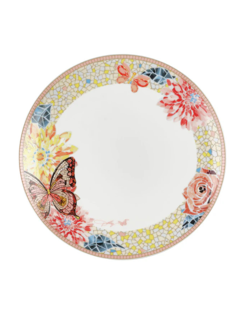 Dolly Parton Jeweled Mosaic Peach Butterfly 12pc Porcelain Dinnerware Set
